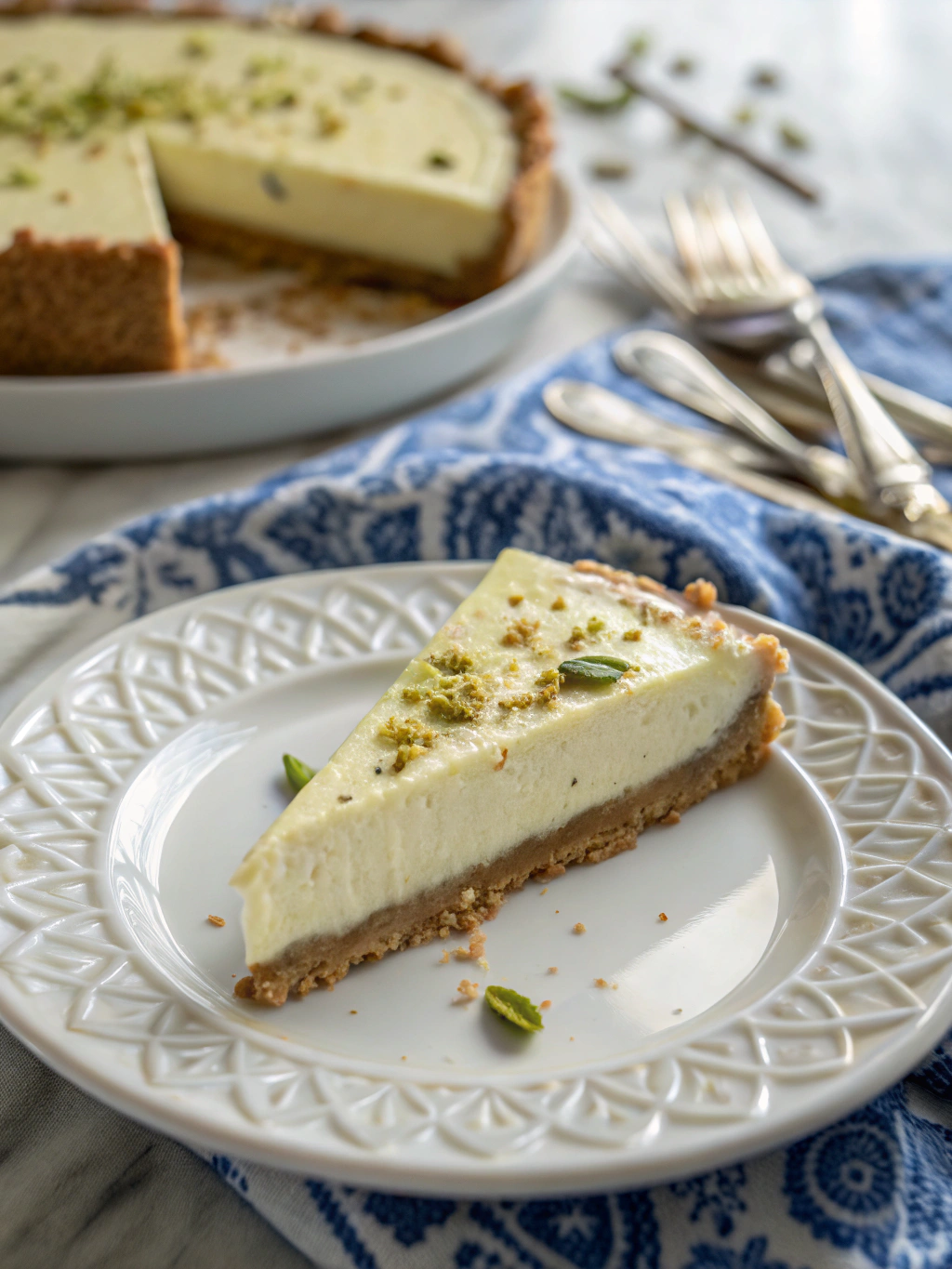 tarta de pistacho y chocolate blanco